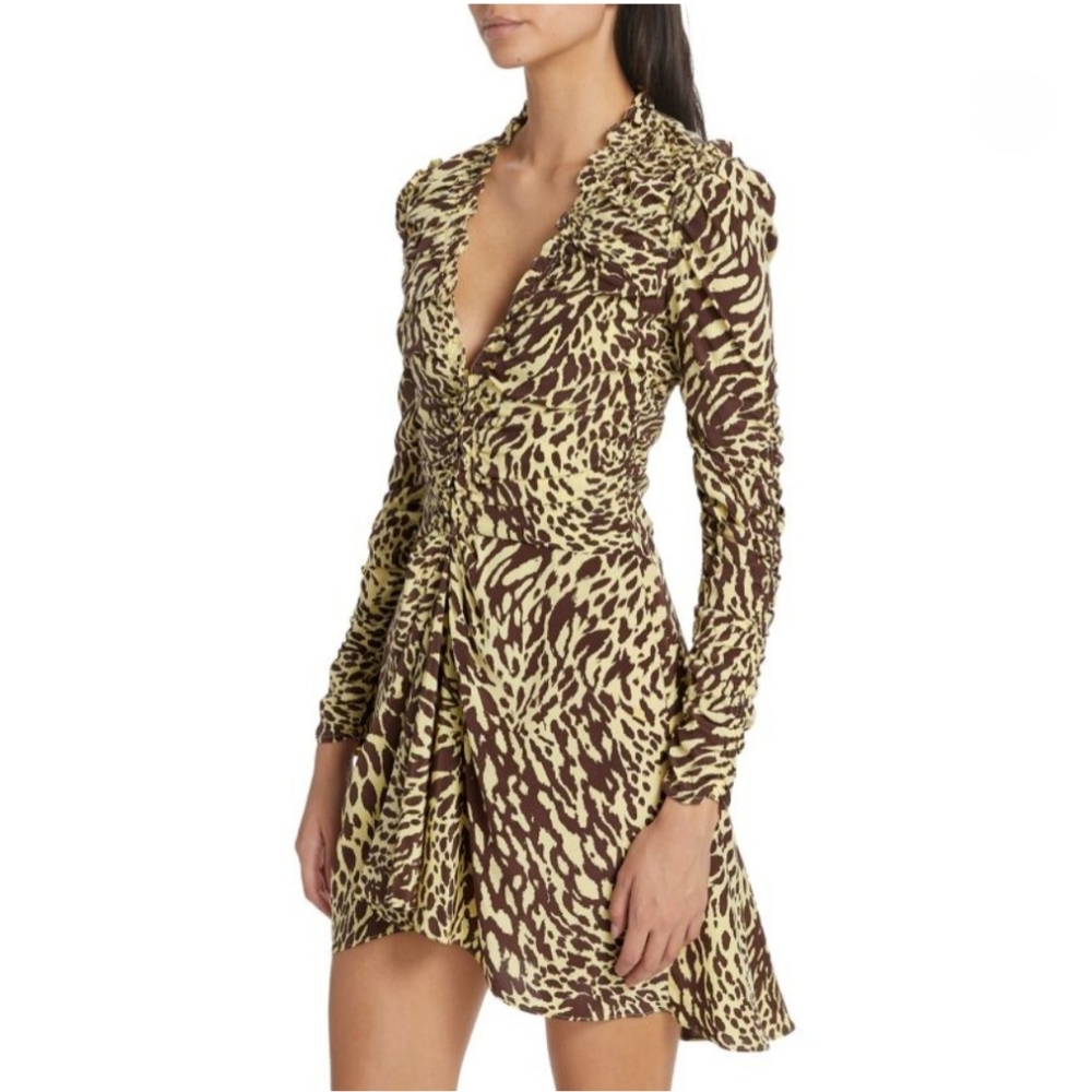 NWT. A.L.C. Marcie Animal-Print Silk-Blend Minidress